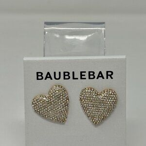BaubleBar Pavé Heart Stud Earrings Gold